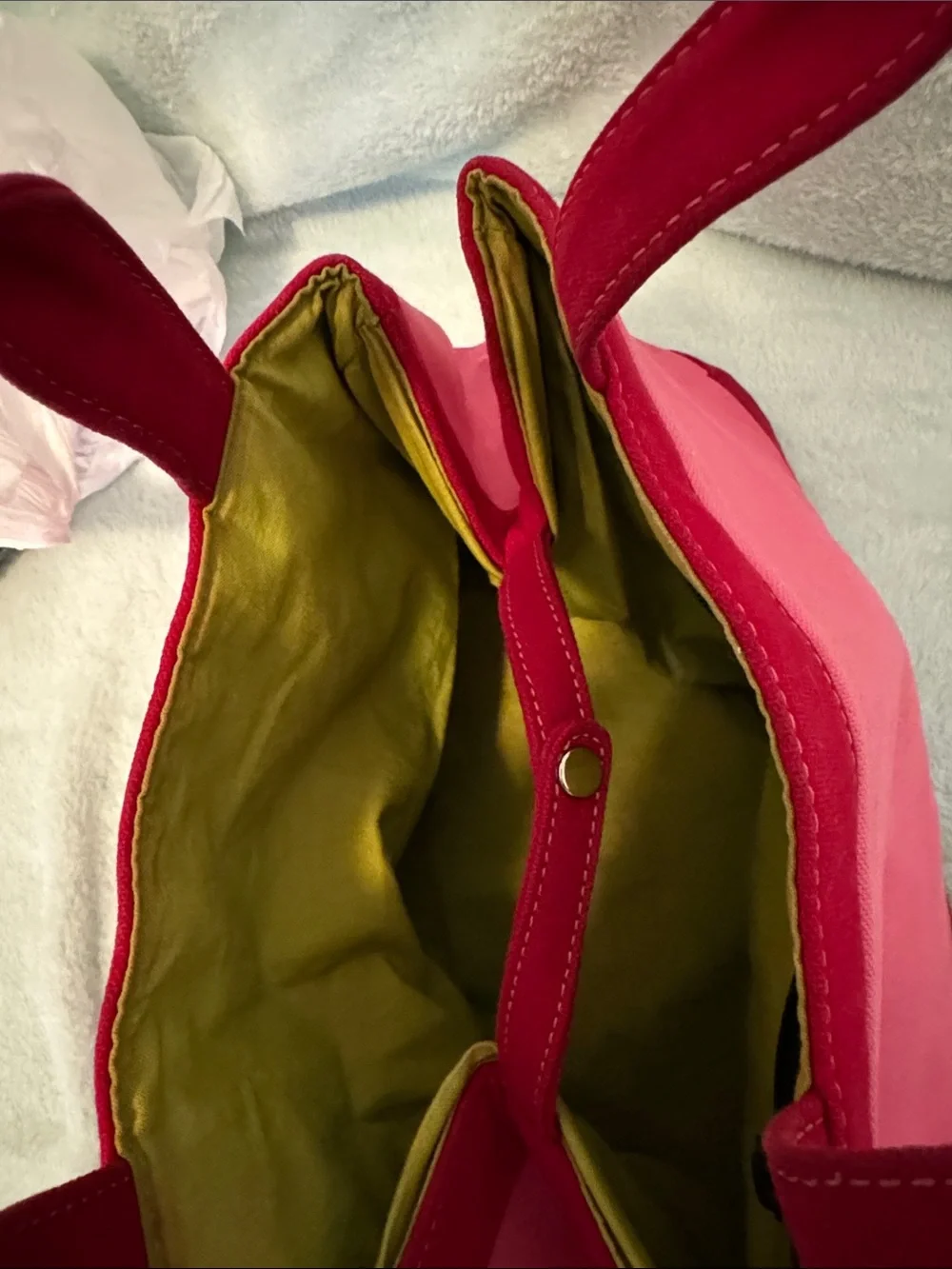 kate spade Hot Pink and Fuchsia Canvas Tote with Yellow Interior